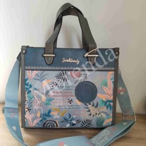 Bolso cuadrado asa de mano azul