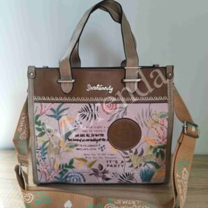 Bolso cuadrado asa de mano marron