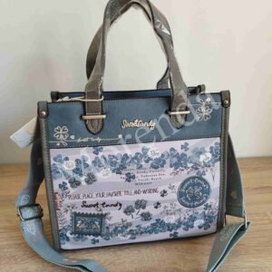 Bolso cuadrado flores azul