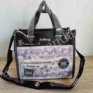 Bolso cuadrado flores negro