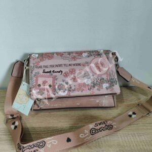 Bandolera con solapa flores rosa