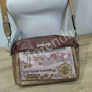 Bandolera flores marron