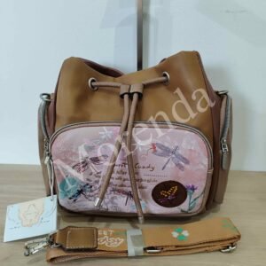 Bolso bandolera libelulas marron