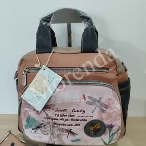 Bandolera con asas Libelula rosa