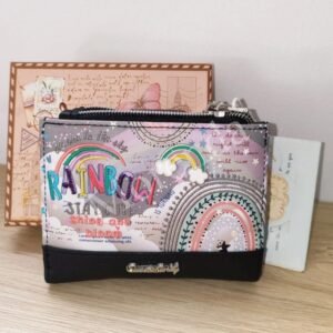 Cartera corta Rainbow negra