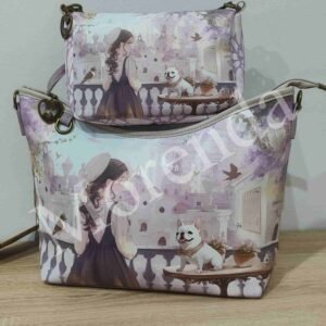 Bolso con neceser lila