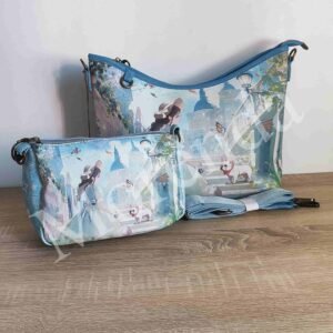 Bolso con neceser celeste