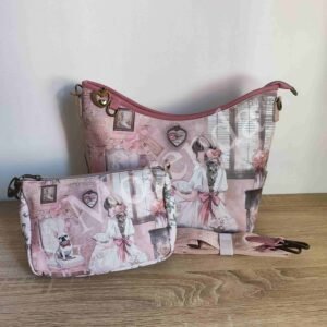 Bolso con neceser rosa